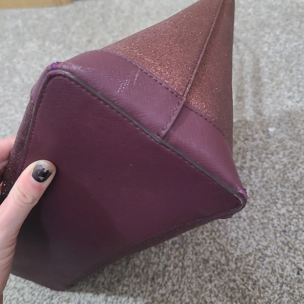 Kate Spade New York Burgundy Glitter Sparkle Tote Bag Satchel Purse - Picture 6 of 8